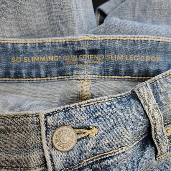 CHICO'S So Slimming Girlfriend Crop Jeans US 4 Chico 0 Women's Mid Rise - Picture 6 of 6